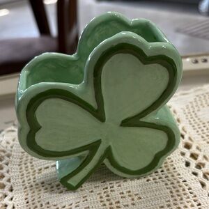 Green Shamrock Ceramic Planter